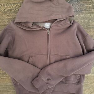 TNA Cozy Fleece Boyfriend Boxy Zip Hoodie in Mauve
